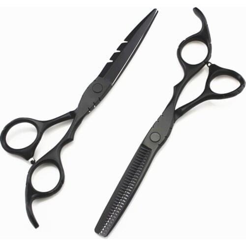 Professional Japan 440c black hair cutting scissors haircut thinning barber makas haircutting shears berber Hairdresser scissors