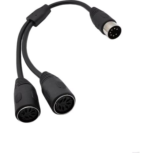 MIDI DIN 7-Pin Splitter Y Adapter 7-Pin Male To 2 Female Cable 0.3m 1 Male Plug To 2x Female Socket