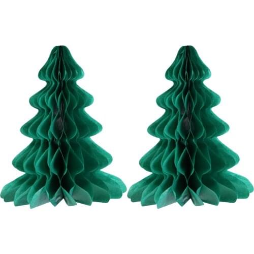 2pcs Paper Christmas Tree Table Decoration Honeycomb Design Christmas Tree Hanging Decorations Party Favors for Festival Party