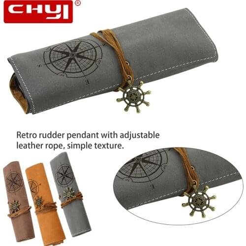 Retro Vintage Treasure Map Pencil Bag Luxury Roll Pirate Figure Leather PU Pencil Case Stationery School Supplies Makeup Bag