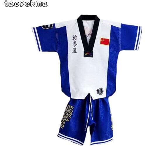 High quality Taekwondo dobok TKD Cotten and Bamboo Fiber Uniform ITF series of children Kids Taekwondo Long sleeve clothes T10