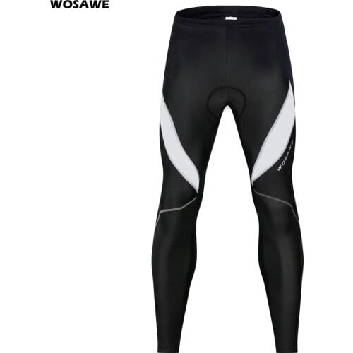 WOSAWE Slim Mens Cycling Tights Pants Waterproof Thermal Fleece Partly Mountain MTB Bike Trousers Gel Reflective Bicycle Pants