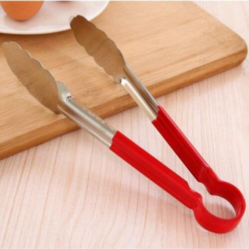 Stainless steel BBQ food Tongs Lock Design steak bread clip clamp with Silicone Cover Handle kitchen accessories