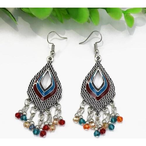 Ethnic Long Tassel Earrings For Women Vintage Beads Brincos Ear Big Drop Earrings 2021 Female Fashion Boho Jewelry Wholesale