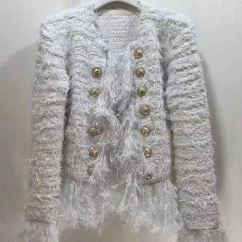 High Quality 2020 Spring Fashion Vintage women Tassel design Coat runway woman Jacket