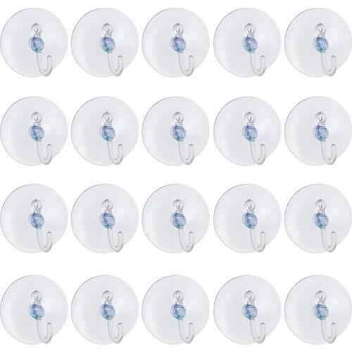 20 X Suction Cups Clear Plastic Cups with Metal Hooks Window Decoration Cabinet Sucker Perfect for Hanging Christmas Decorations