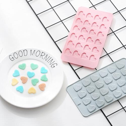 24 Grid Heart-shaped Mini Fondant Mold Chocolate Cake Biscuit Silicone Mold DIY Fudge Cake Decoration Tool