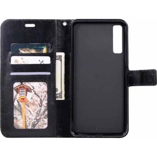 30pcs/lot Crazy Horse Stand Leather PU+TPU Cover Case For Samsung A7 2018 A750 A9 2018 J4 Plus J6 Plus