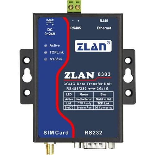 3G/4G serial server, RS232/485 to 3G, /4G converter, ZLAN8303 Telecom