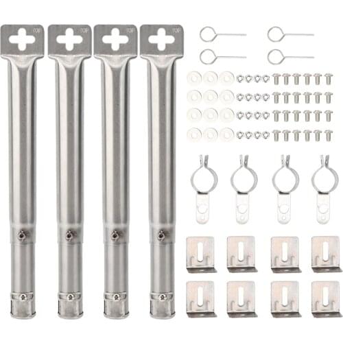 4PCS Stainless Steel Universal BBQ Grill Pipe Adjustable Barbecue Tube Burners Outdoor Indoor BBQ Gas Grill Replacement Parts