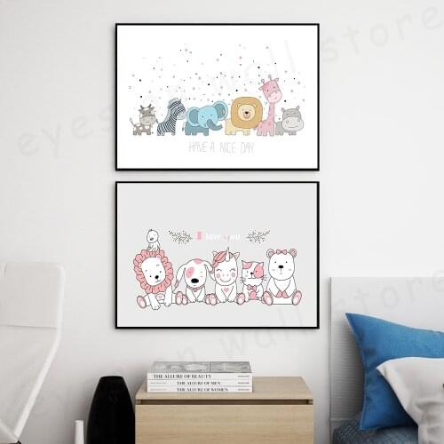 Abstract Painting Lion Canvas Print Animal Baby Poster Nursery Wall Posters Wall Art Pictures Kids Room Decoration