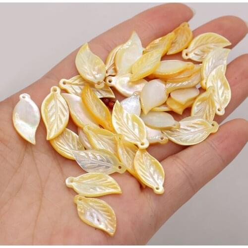 Natural Shell Leaf Shape Pendant Beads Golden Yellow Cute handicrafts DIY Bracelet Necklace Earrings Jewelry Accessories Bead