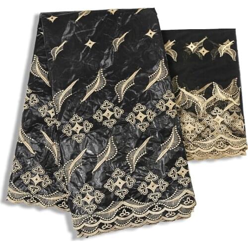 Black bazin riche Tissues african sewing materials embroidered tulle lace cotton mesh fabric ankara dresses 5+2 yards/lot