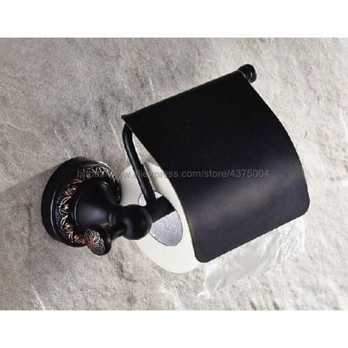 Black Oil Rubbed Brass Wall Mounted Toilet Paper Holder Bathroom Shower Shelf Storage Basket Paper Towel Tissue Box Nba466