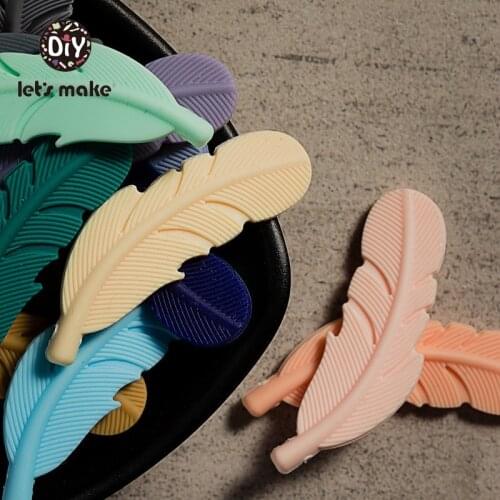 Lets Make Silicone Feather Shape Baby Teethers Tiny Rod Teething Nursing Pacifier Clip Accessories BPA Free Teether For Teeth