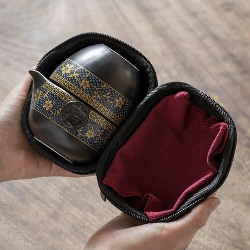 European Retro Outdoor Travel Tea Caddy Home Portable Kung Fu Tea Set Countertop Decoration Teapot Teacup Home Decoration Modern