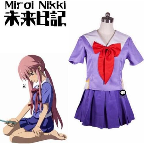Hot Future Diary Gasai Yuno Mirai Nikki School Uniform Cosplay Costume Suit