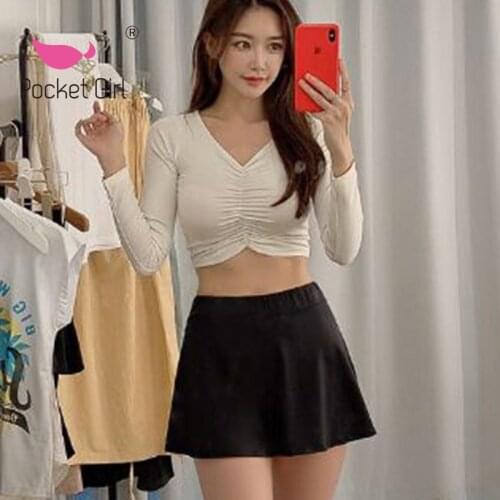 Pocket Girl 2021 Bikini Brazilian Swimsuit Separate Female Fused Womens Swimwear Women High Waist Skirt Solid Spandex Trikini