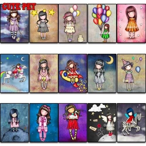 Cartoon girl 5D Diamond painting Picture Kits Full Square drill Beautiful girl Embroidery Cross stitch child Gift mosaic decor