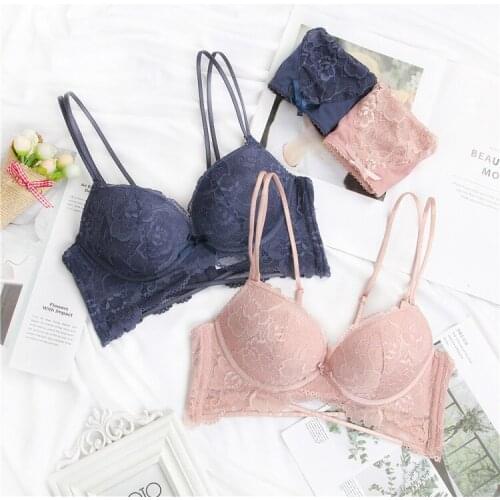 Bra set Sexy lace beauty straps without steel rings gathered around the underwear lingerie set sexy lingerie femme