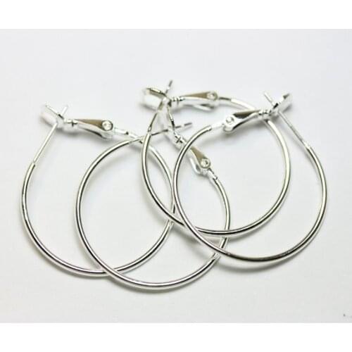 300pcs Jewellery Findings Earring hoop, Silver plated 30mm round hoop
