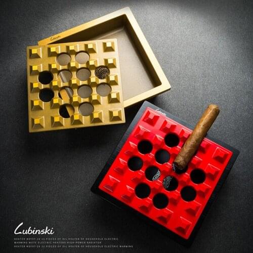 LUBINSKI Square Metal Cigarette Cigar Ashtray Cigar Holder Home Travel Portable Removable Tobacco Smoking Tool For Cohiba