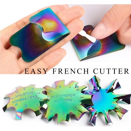 Stainless Steel Nail Art Manicure Edge Trimmer French Smile Line Cutter Acrylic Clipper Plate Module Nail Art Stamp Stencil Tool