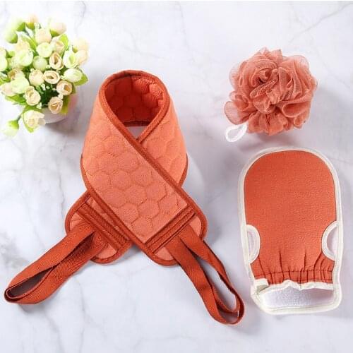 Meifover 3pcs Body Cleaning Washcloth Soft Brush Home Bathroom Shower Ball Back Scrubber Set Exfoliating Skin Towel Bath Gloves