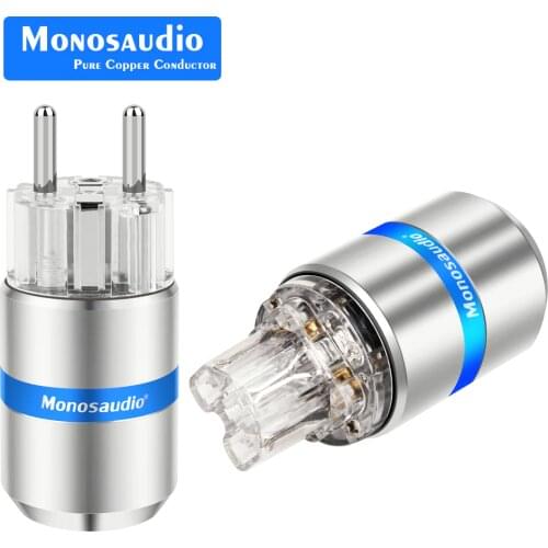 Monosaudio E107R/F107R Hifi Pure Copper power plug Schuko Power Plug Adapter +IEC Female Connector Plug