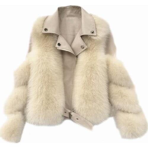 2020 New Whole Leather Imitation Fox Fur Coat Female Motorcycle Model Short And Thin Fur Coat Net Red The Same Paragraph