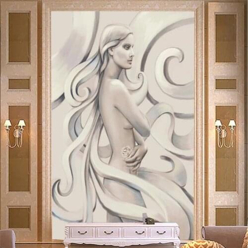Beibehang Wallpaper custom living room bedroom murals 3d beauty sculpture embossed porch background wall decorative painting