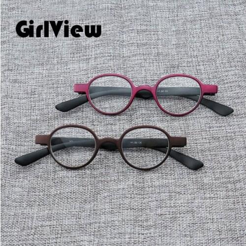 GirlView Portable Comfortable Reading Glasses Fashion Round Ultra Light Retro Glasses For Men And Women