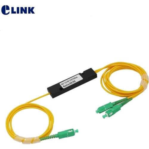 10pcs 1x2 FBT Opitcal Splitter 50/50 40/60 30/70 ratio SC/APC ABS box Type Dual Window 1310/1550nm Fiber fused coupler 1M 3.0mm