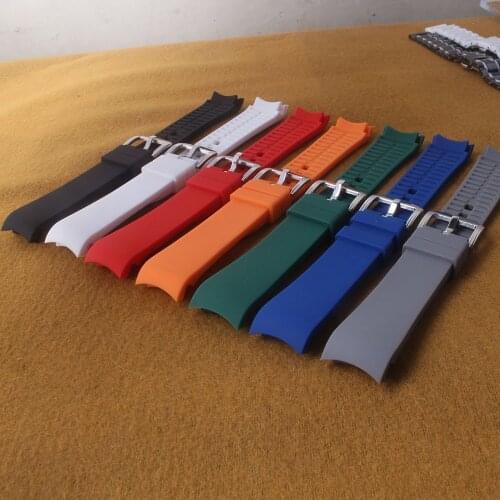 Blue Green Grey Orange Red White Watchbands Silicone Rubber Watch Strap 18mm 20mm 21mm 22mm 24mm Wristwatch accessories replaced