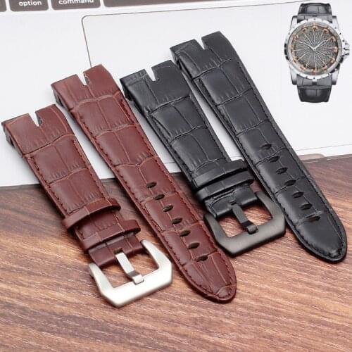 Hight quality Genuine Leather Watchband 26mm For Roger Dubuis For EXCALIBUR series bracelet dial RDDBEX0405 watch band strap