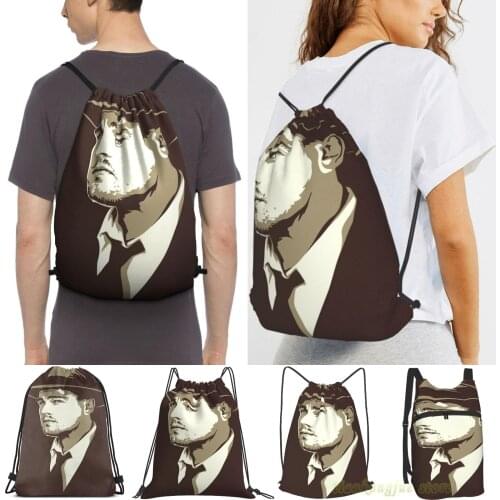 Unisex Drawstring Bags Leonardo Dicaprio(2) Women Drawstring Backpacks Men Outdoor Travel Backpacks Training Fitness Bag
