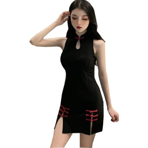 Sexy Pure Stand Hollow Out Women Dress Summer 2021Club Party Night Red Wine Elegant Midi Dress Vintage Black Dress A26