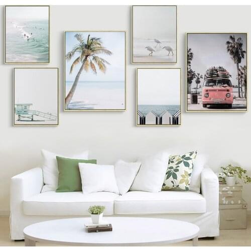 Scandinavian Tropical Decoration Sea Leaf Canvas Poster Landscape Nordic Style Wall Art Print Nature Painting Living Room Decor