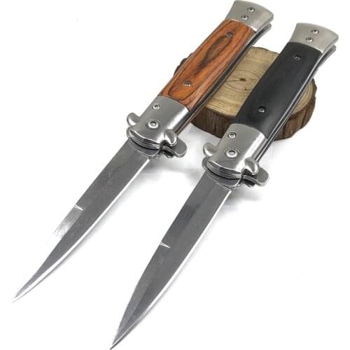 Folding Knife Survival Tactical Pocket Knife 8.94'' Wood Handle Outdoor Hiking Fishing Camping Hunting Knives EDC Tool