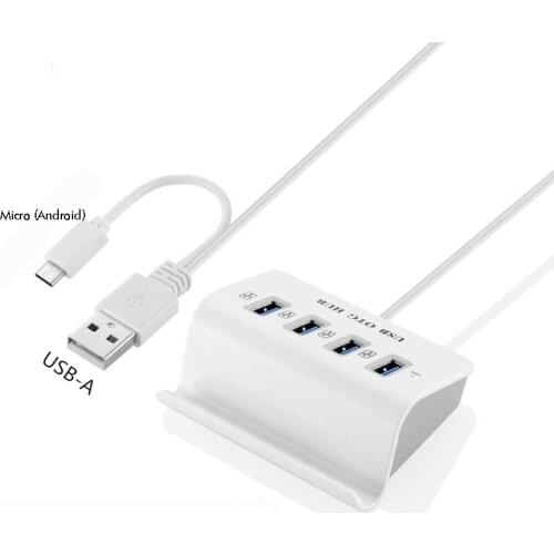 USB 2.0 Hub 4 Ports OTG Micro USB Hub Adapter 4 in 1 USB, Android (Micro usb), Type-c, Mobile Phone Holder Stand Dock
