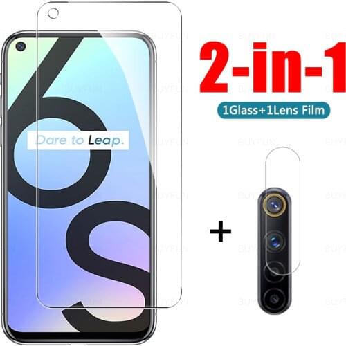 2-in-1 Cover Tempered Glass For Oppo Realme 5 5i Screen Protector For Oppo Realme 6 6s 6i Global Version Phone Camera Lens Film