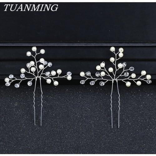 Silver Color Pearl Rhinestine Bride Hairpins Hair Accessories Handmade Wedding Hair Pins Bridal Hairpins Women Prom Headpieces