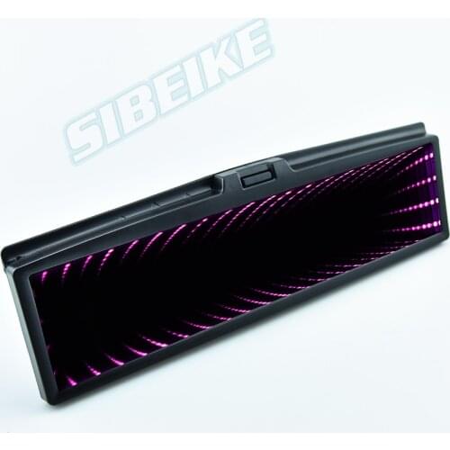 3D Galaxy Rearview Mirror LED Clip-On Infinity Carbon Look Frame Infinity Endless Space Mirror