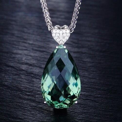 Womens 925 Silver Heart Shaped Zircon Pendant Necklace Engagement Wedding Gift Jewelry
