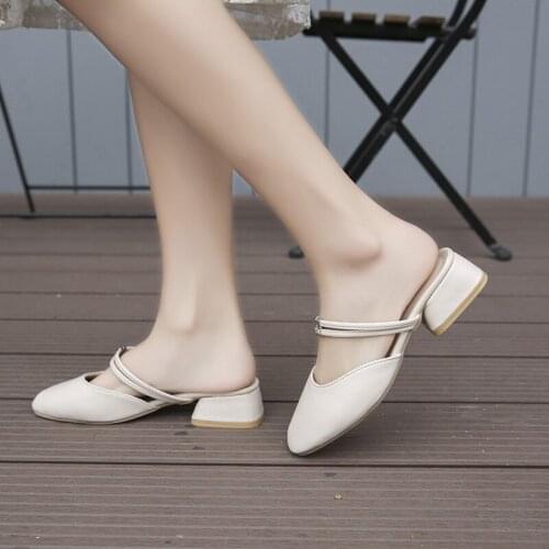 Sexy Leather Shoes Women Summer Sandals Kitten Heels Women Pumps Sandals Fashion Casual Shoes for Women Mules Sandals Slippers
