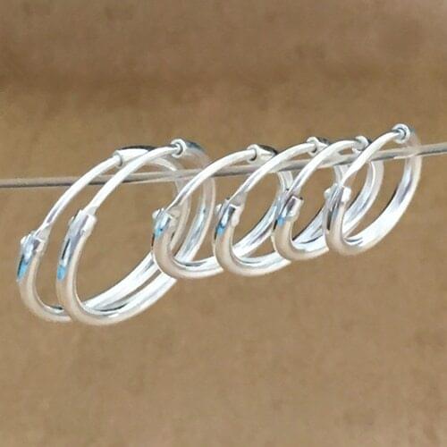 1Pair Unisex Silver Plated Earrings Circle Hoop Rings Lip Nose Ear Studs Piercing