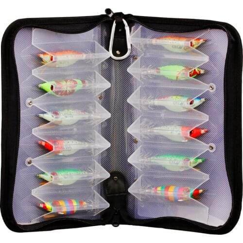 12Pcs/Bag 10g Squid Bait Wooden Shrimp Jig Hook Fishing Octopus Lures Cuttlefish Artificial Luminous Jigging Lure With Bag Mixed