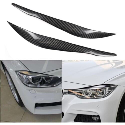 2Pcs Carbon Fiber Car Headlight Eyebrow Trim for BMW 3 Series F30 2013-2015