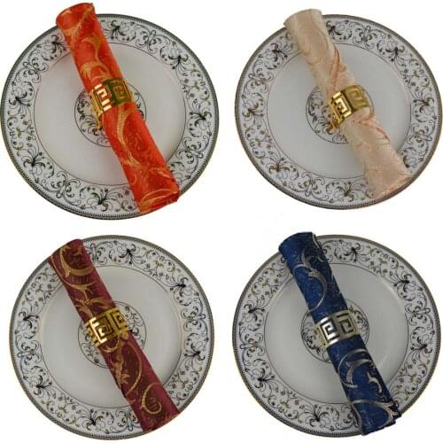 20 Packs Europe Luxury Polyester Table Napkin Red Yellow Blue Embroidered Leaf Hotel Restaurant Folding Square Cloth Serviette