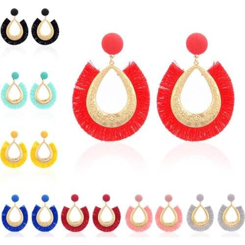 2018 Fashion Earrings For Women Party Statement Dangle Big Bohemian Long Drop Tassel Ethnic Earrings Women Jewelry